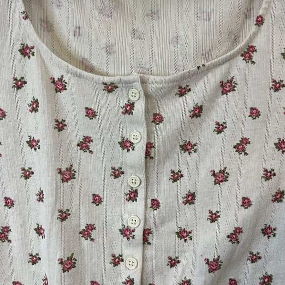 Forever 21 White Floral Button-Up Cropped Cardigan With Long Sleeves Size M - Picture 3 of 8